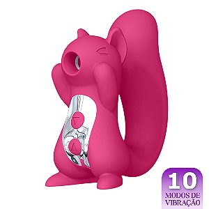 (JDY039-PINK) Vibrador Esquilo com Sugador e Rabo Penetrável - Dibe