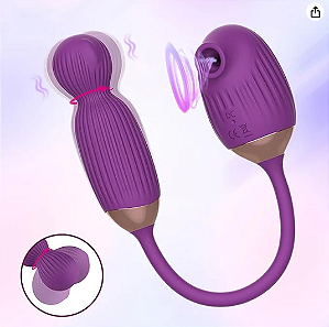 (LB7004) Vibrador Bichinho com Sugador e Bullet Giratório