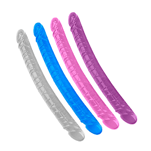 (LB6034) Prótese Peniana em Silicone Jelly com Duas Cabeças - 4 Cores