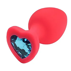 (LB6008) Plug de Silicone em Formato de Coração - Vermelho - M