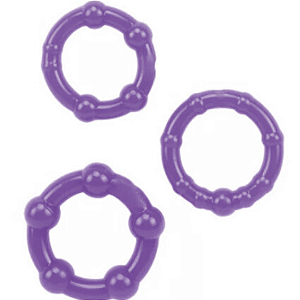 LB6042-ROXO) Kit Anel Peniano Retardador de Ereção 3 Unidades - Roxo
