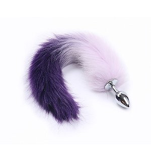 (RY002MPJ020) Plug Anal de Metal M com Rabo Roxo e Lilás