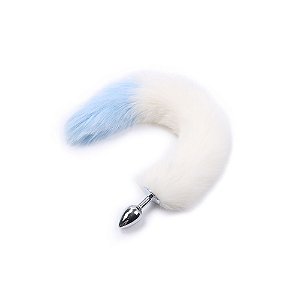 (RY002MPJ033) Plug Anal de Metal M com Rabo Branco e Azul