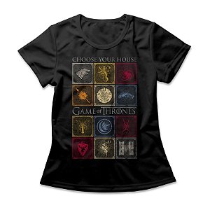 Camiseta Feminina Casas De Westeros - Preta