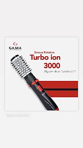 Escova Modeladora Gama Turbo ION 3000 Nano Silver Preta - ADM210