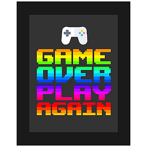 QUADRO DE METAL M -  GAMER OVER PLAY AGAIN
