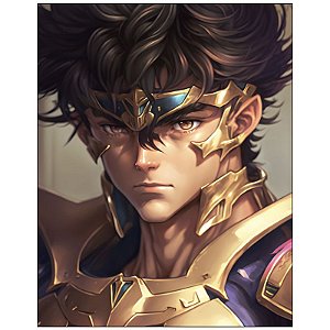 QUADRO DE METAL M - CAVALEIRO COM ARMADURA DOURADA