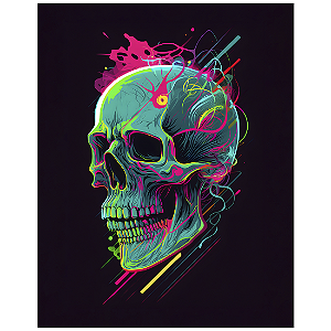 QUADRO DE METAL G - SPLASH ART CAVEIRA COLORS