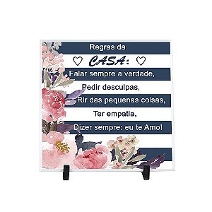 Azulejo Decorativo Personalizado Regras da Casa - 20x20cm 1pç