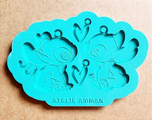 Molde Silicone Casal Stitch e Angel