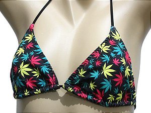 Biquíni Cannabis Preto Reggae\Preto\Branco - Cortininha