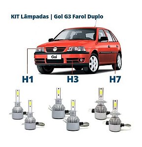 Kit Lampadas Super Led Gol Voyage Parati G3 00/05 Farol duplo