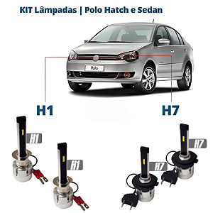 Kit Lampadas Super Led Polo Hatch Sedan 07/13 H7 + H1