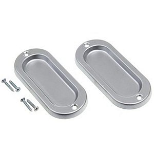 Concha de Sobrepor Cromada Para Porta de Correr Par 9 cm