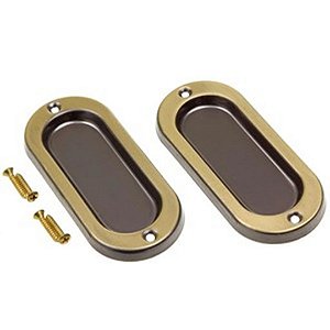 Concha de Sobrepor Oxidada para Porta de Correr Par 9 cm