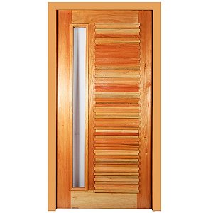 Porta Pivotante Ripada com visor, de Madeira Maciça 2.14 x 1.08 m