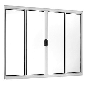 Janela de Alumínio Branco 4 Folhas Vidro Incolor