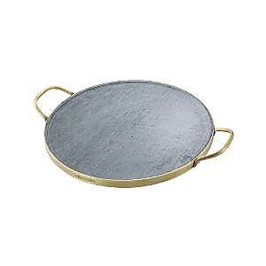 Pedra para pizza -  Pedra sabão com alças de cobre - 41042375