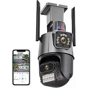 Câmera de vigilância  Wi-Fi - lente dupla - 8MP - Preto