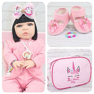 Boneca Bebê Reborn Real 23 Itens Bolsa Maternidade