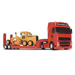 Carreta Brinquedo Infantil Acompanha Trator Motoniveladora
