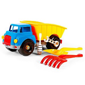 Caminhão Didático Kids Caçambão Azul Poliplac Brinquedos