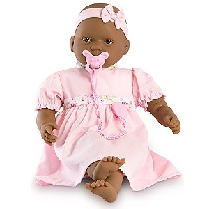 Boneca Bebê Negra 48 Cm De Vinil Com Tiara Roma Brinquedos