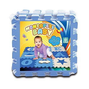 Tapete Infantil Eva Vogais Menino Azul 9 Placas