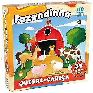 Jogo Quebra Cabeça Em Madeira - 30 Peças - Fazendinha - Nig
