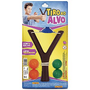 Brinquedo Estilingue Tiro Ao Alvo Infantil Com 04 Bolinhas