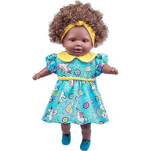 Boneca Bebê Negra Tayla Infantil Cabelo Castanho Cotiplás