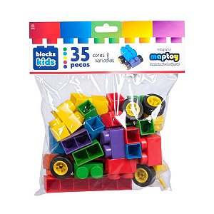 Brinquedo Interativo Blocks Kids Pacote 35 Peças de Encaixe