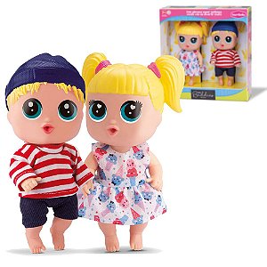 Brinquedo Irmãos Gêmeos Bonecos Baby Buddies Miniatura Bebê