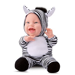 Boneca Vinil Macia Baby Babilina Planet Zebra Bambola Bebê