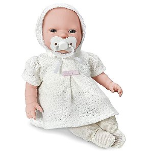 Boneca Bebê Real Menina Batizado C/ Acessório Infantil Vinil