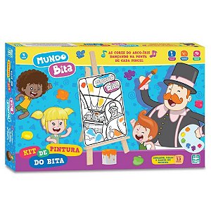 Kit De Pinturas Com Telas E Tinta Guache Coleção Mundo Bita