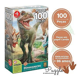 Puzzle Dinossauros Exercício Mental E Raciocínio 100 Peças