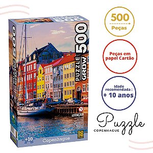 Quebra Cabeça Manual 500 Peças de Encaixe Pintura Copenhague