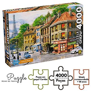 Puzzle Temática Ruas De Paris Exercício Mental 4000 Peças
