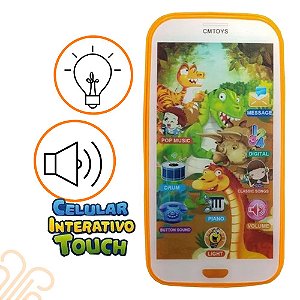 Smartphone Interativo Touch Celular Laranja Brinquedo Phone