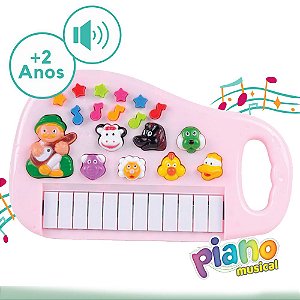 Tecladinho Bebê Brinquedo Piano Musical C/ Luz Didático Rosa