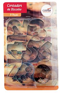 Forminhas Cortadores De Biscoito 9 Peças Números Moldes Inox