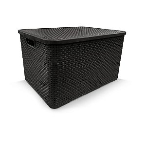 Organizador Rattan Com Tampa 07 Litros Caixa Plástica Cesto