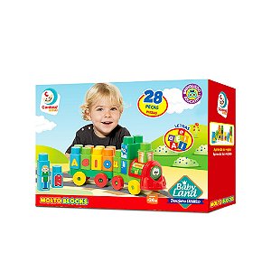 Brinquedo Para Bebê Didático Trenzinho Com Blocos De Montar