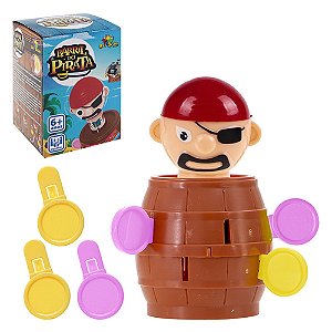 Brinquedo Pula Macacos Joguinho Infantil Barril Pirata Pula