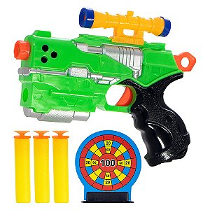 Arminha de Brinquedo Lança Dardos Kit com 4 pistolas e acessórios