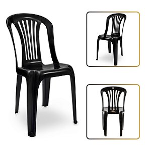 Cadeira Bistrô Preta de Plástico Resistente