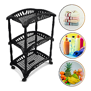 Fruteira Vertical Tripla Preta Organizador de Cozinha