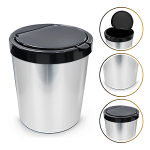 Lixeira 10L com Tampa Preta para Escritório e Banheiro