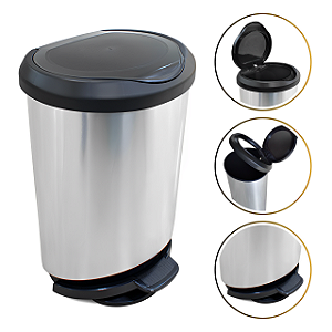 Lixeira Com Pedal e Tampa 45 Litros Inox Primeira Moagem